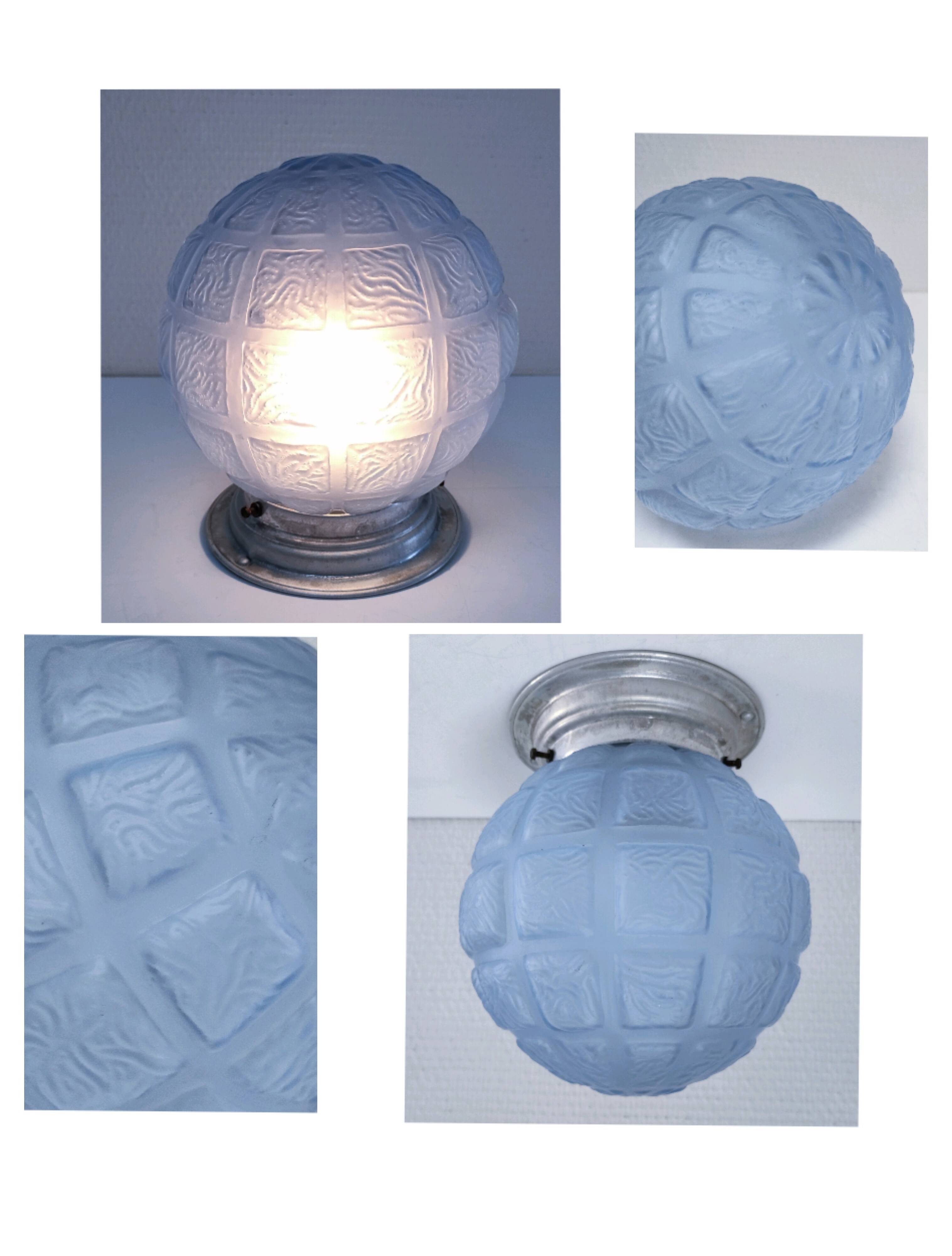 Art Deco ceiling light, blue glass, 1920s