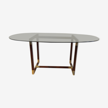 Table Roche Bobois en verre fumé années 70