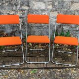 Framar folding chairs orange felt 1970