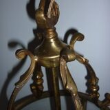 Antique glass and brass lantern pendant light, 3 lights