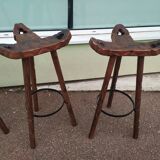 set of 4 bar stool - Rustic - Bois Fer