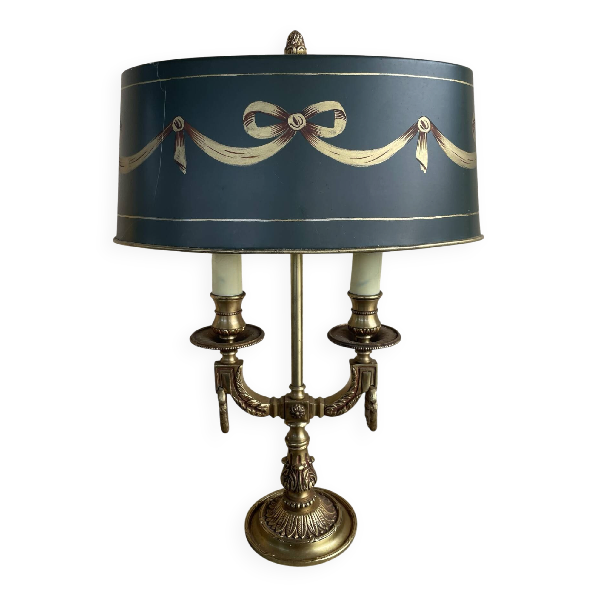 19th-century bouillotte lamp in solid bronze