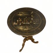 Tilting gueridon Napoleon III; Venetian scene in moonlight; D50cm