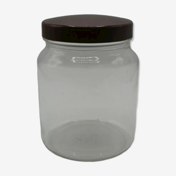 Glass jar with bouillon cubes, round model