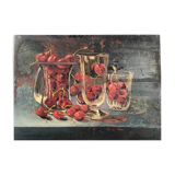 Oil on panel by sens-olive "the cherries ", 20th