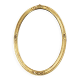 Large old oval gold leaf mirror, beveled, 64cm