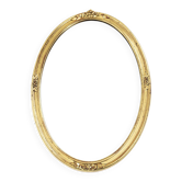 Large old oval gold leaf mirror, beveled, 64cm