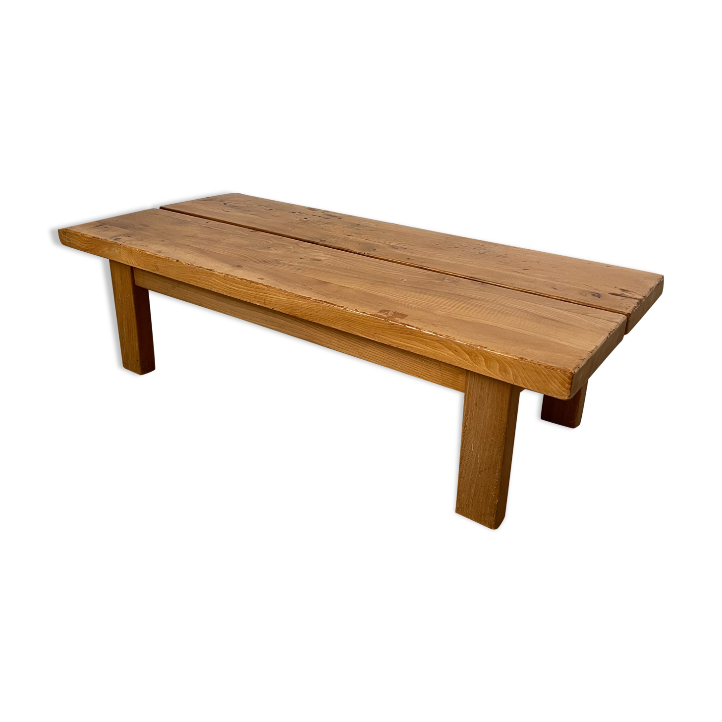 Solid elm wood coffee table 60s