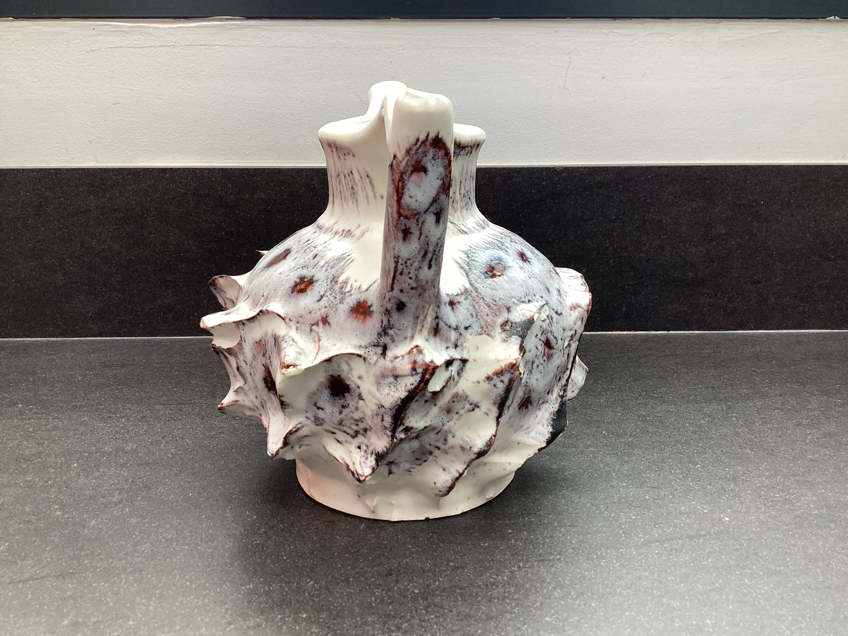 Seafoam ceramic pitcher vase, Vallauris, attributed to JAK