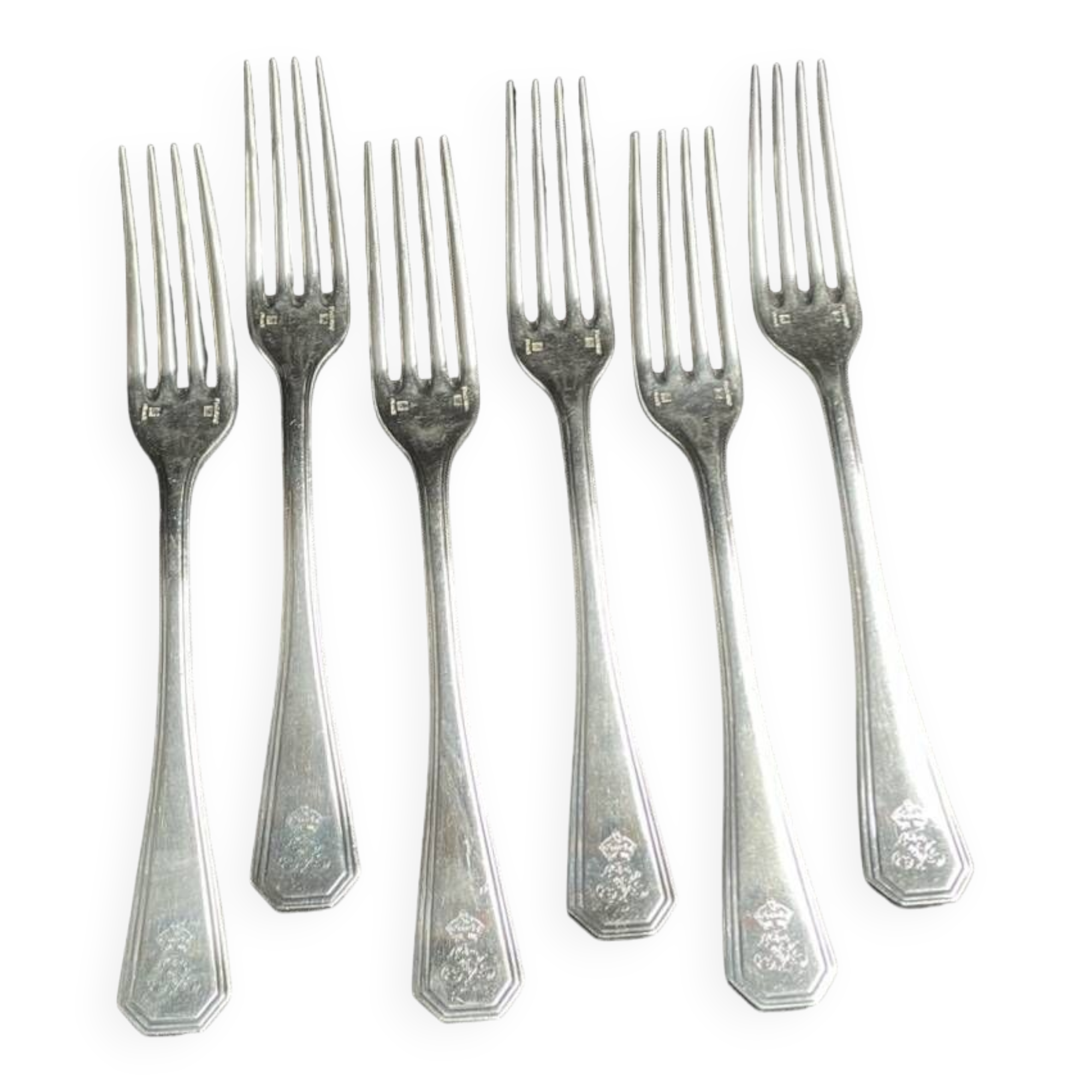 6 Christofle America forks numbered George V