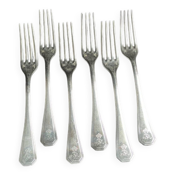 6 fourchettes Christofle America chiffrées George V