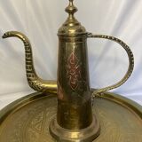 Set of a copper old plateau and an oriental teapot twentieth