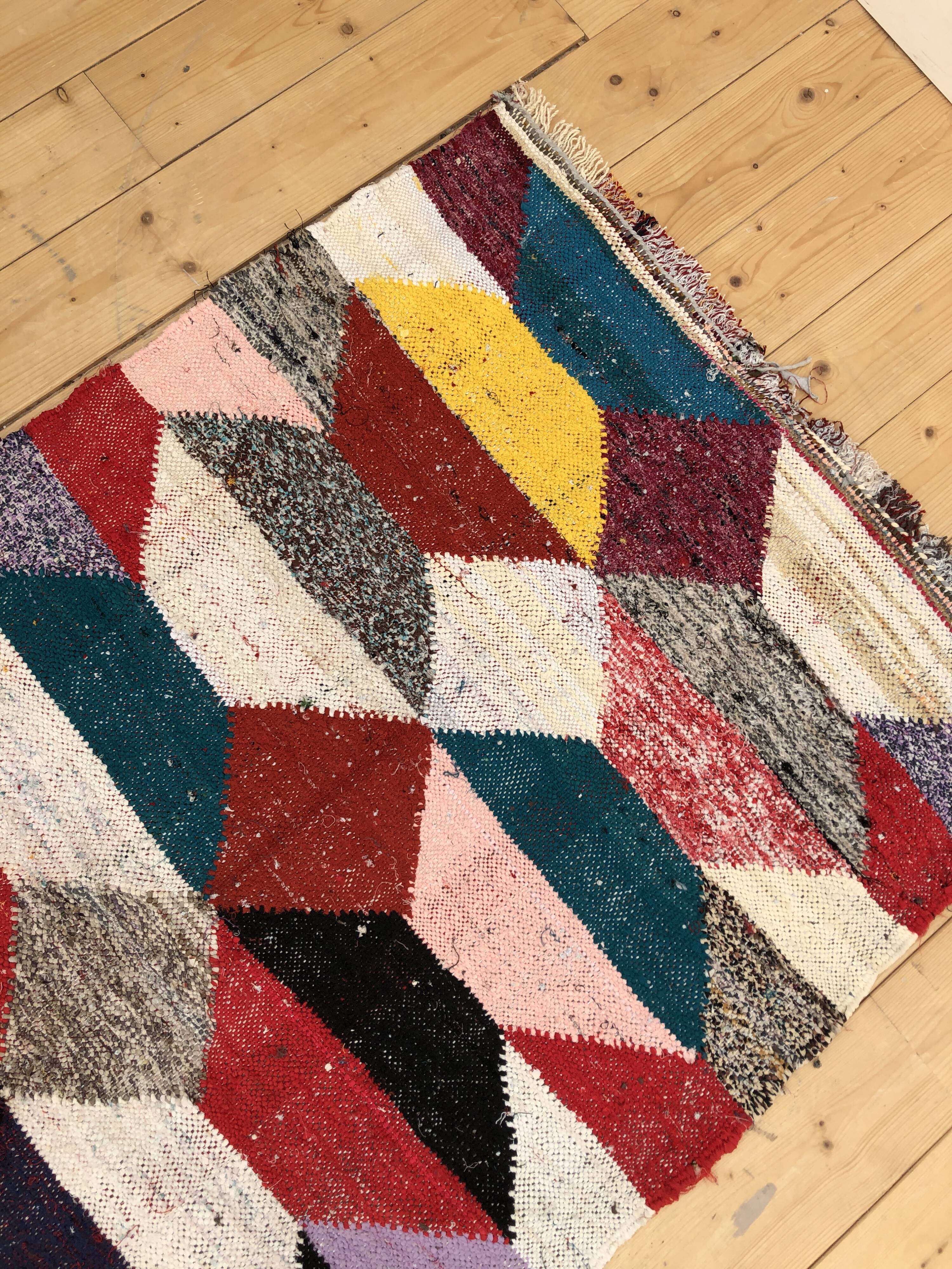Moroccan Berber carpet Kilim Boucherouite 171x96cm
