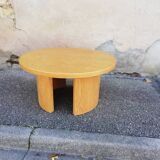 Vintage coffee table round light wood
