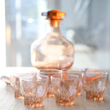 Service à liqueur art déco rose