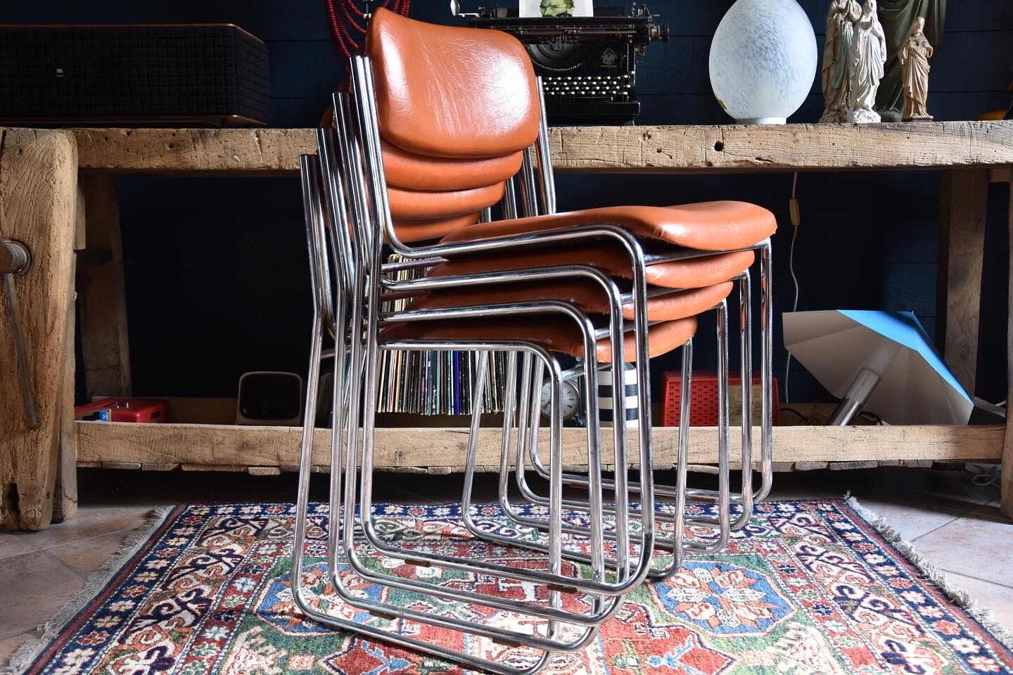 Chrome and leather chairs