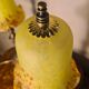 Paire de lampes de chevet Art déco en laiton et pâte de verre jaune, 1930