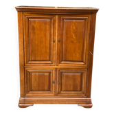 Armoire meuble tv bonnetière en merisier massif 80s