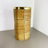Mid-century rattan and brass bauhaus waste paper bin, france, 1960s
