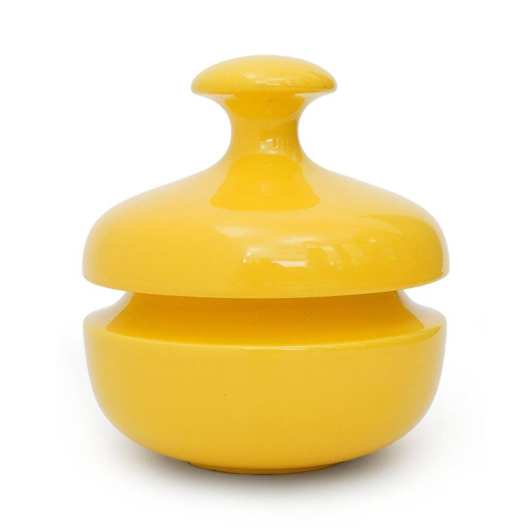 Yellow ceramic vase with lid by Enzo Bioli for Il Picchio, 1970s.