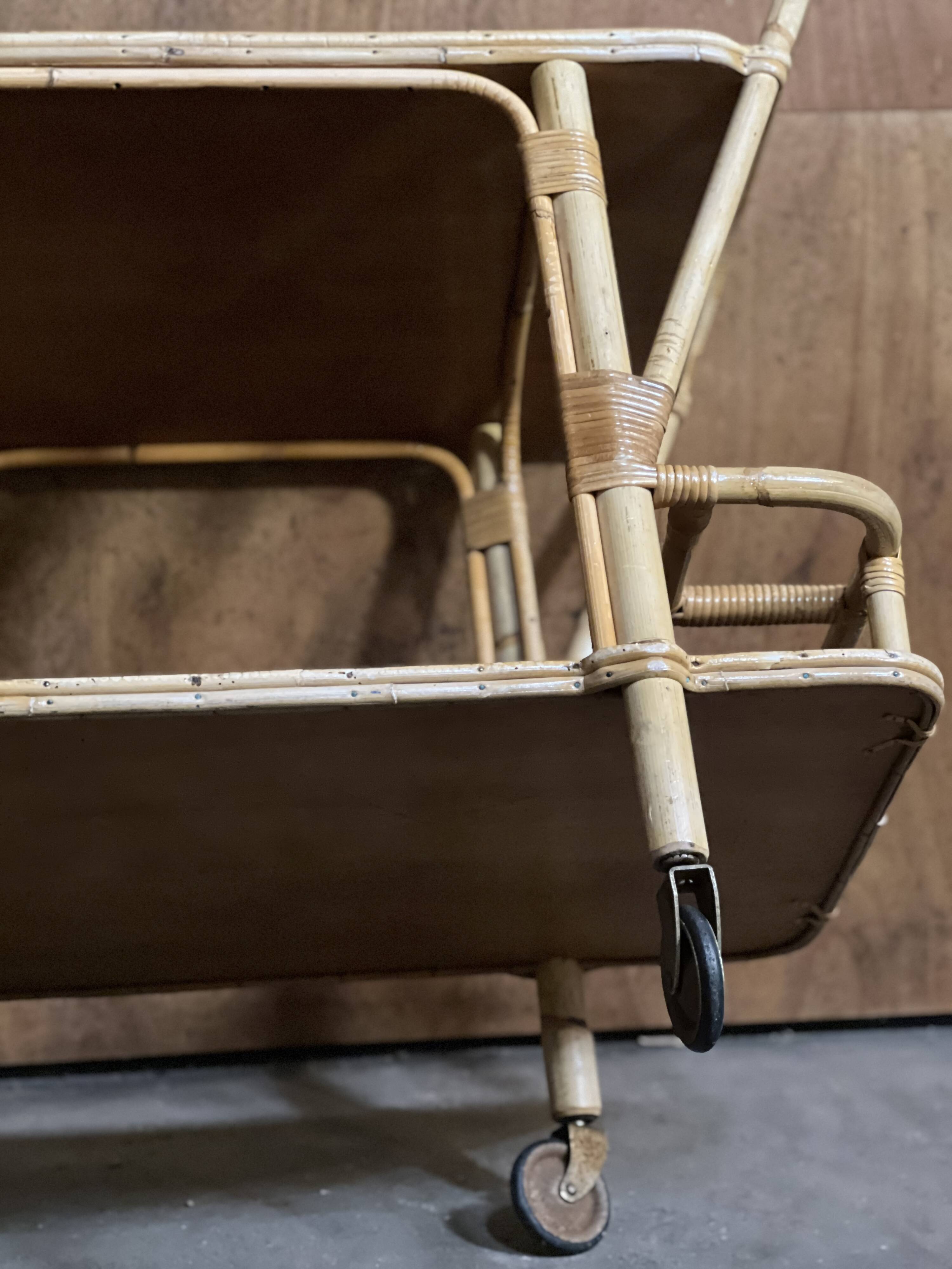 Bamboo serving trolley