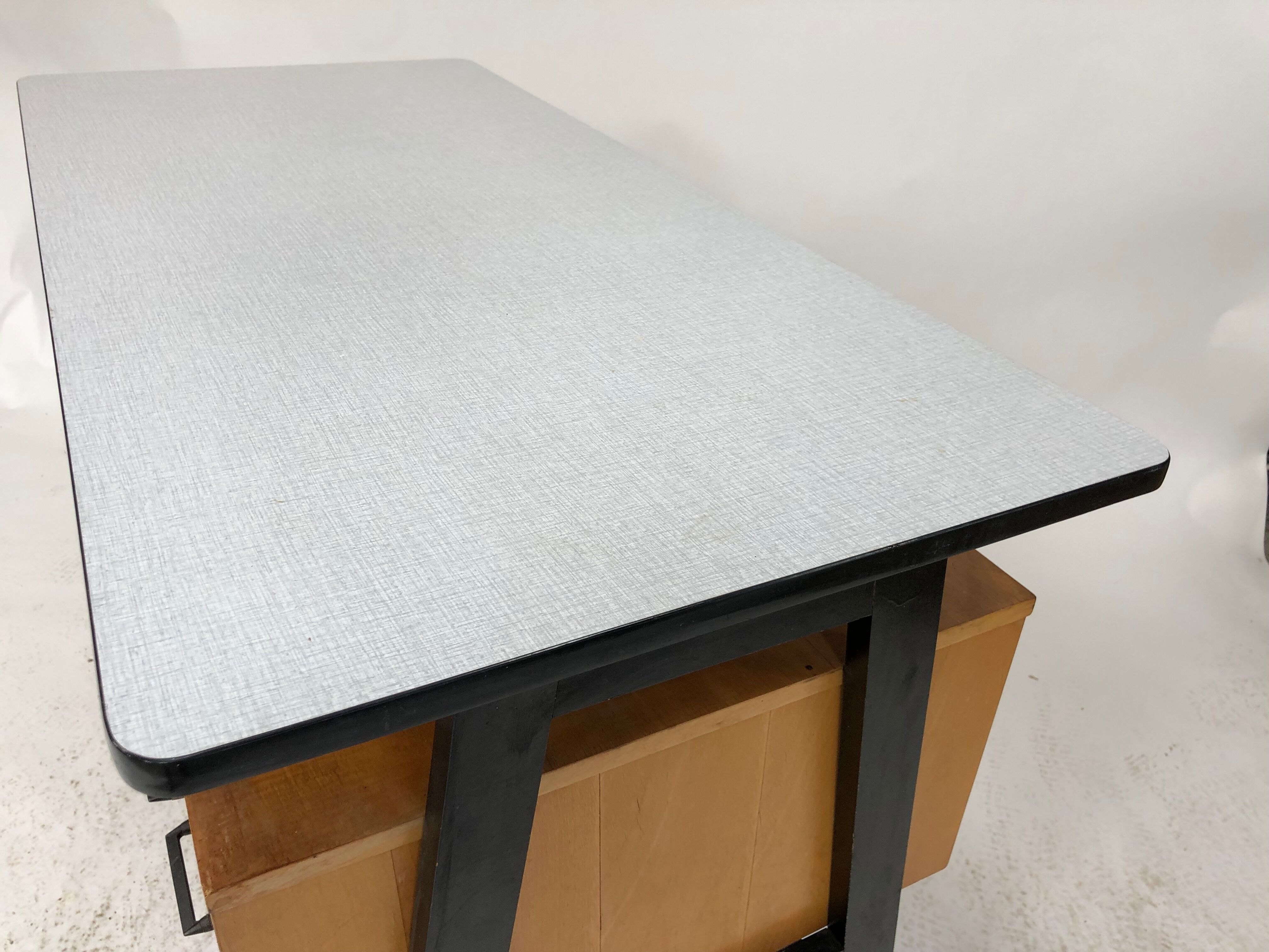Vintage desk in birch veneer of years 60