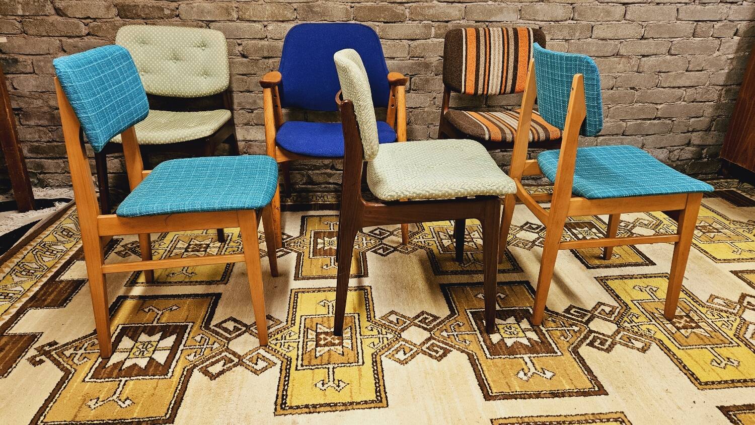 Set of 6 mismatched 1960s Scandinavian chairs