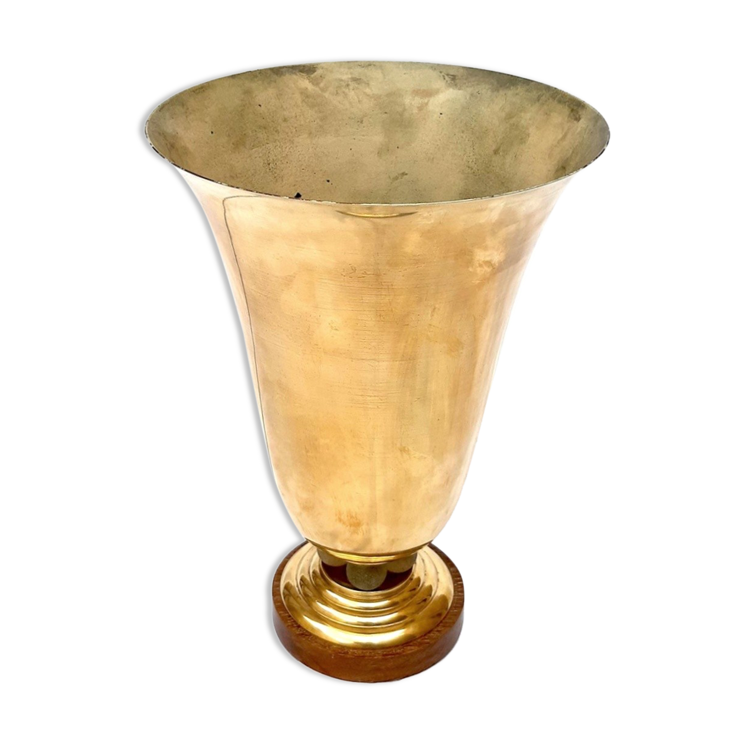 Lampe cornet art déco laiton et verre