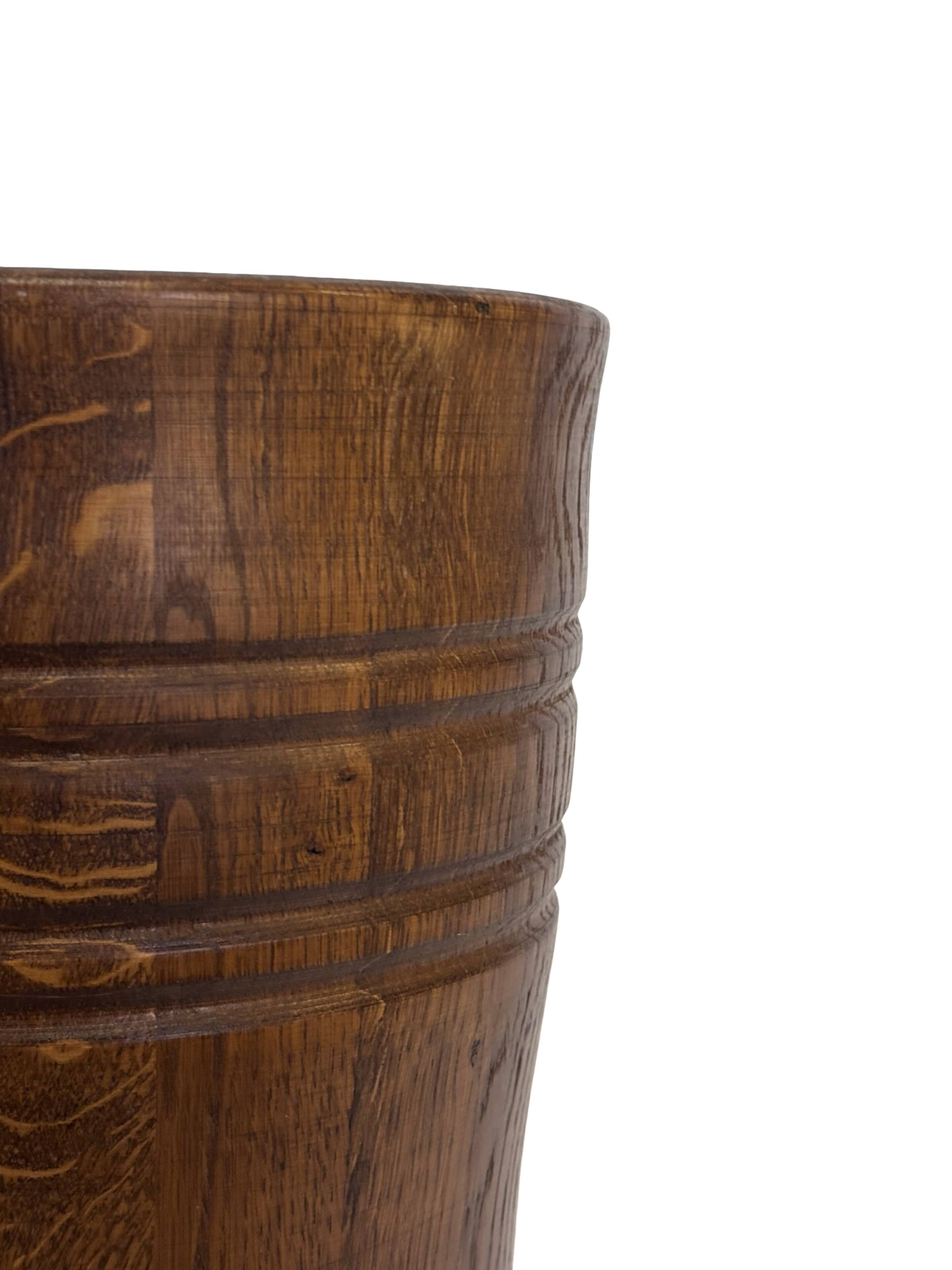 Vintage umbrella stand holder oak basket storage design 60's minimalist