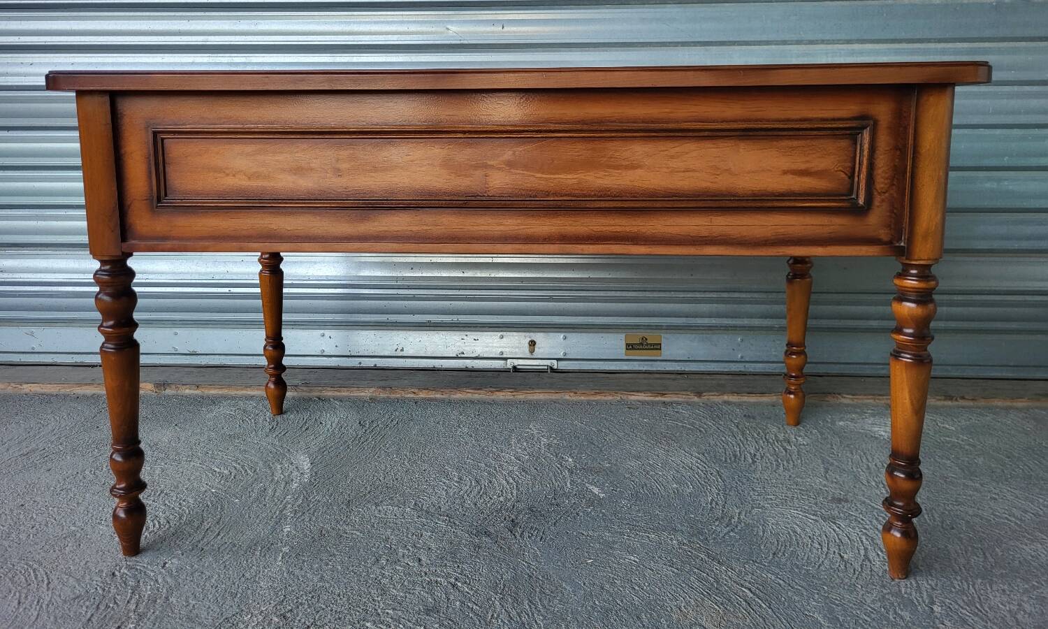 Louis Philippe style center-middle minister's desk in wood and leather