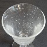 Lot de 6 verres Biot à pied, verre blanc bullé, H 15,8 cm
