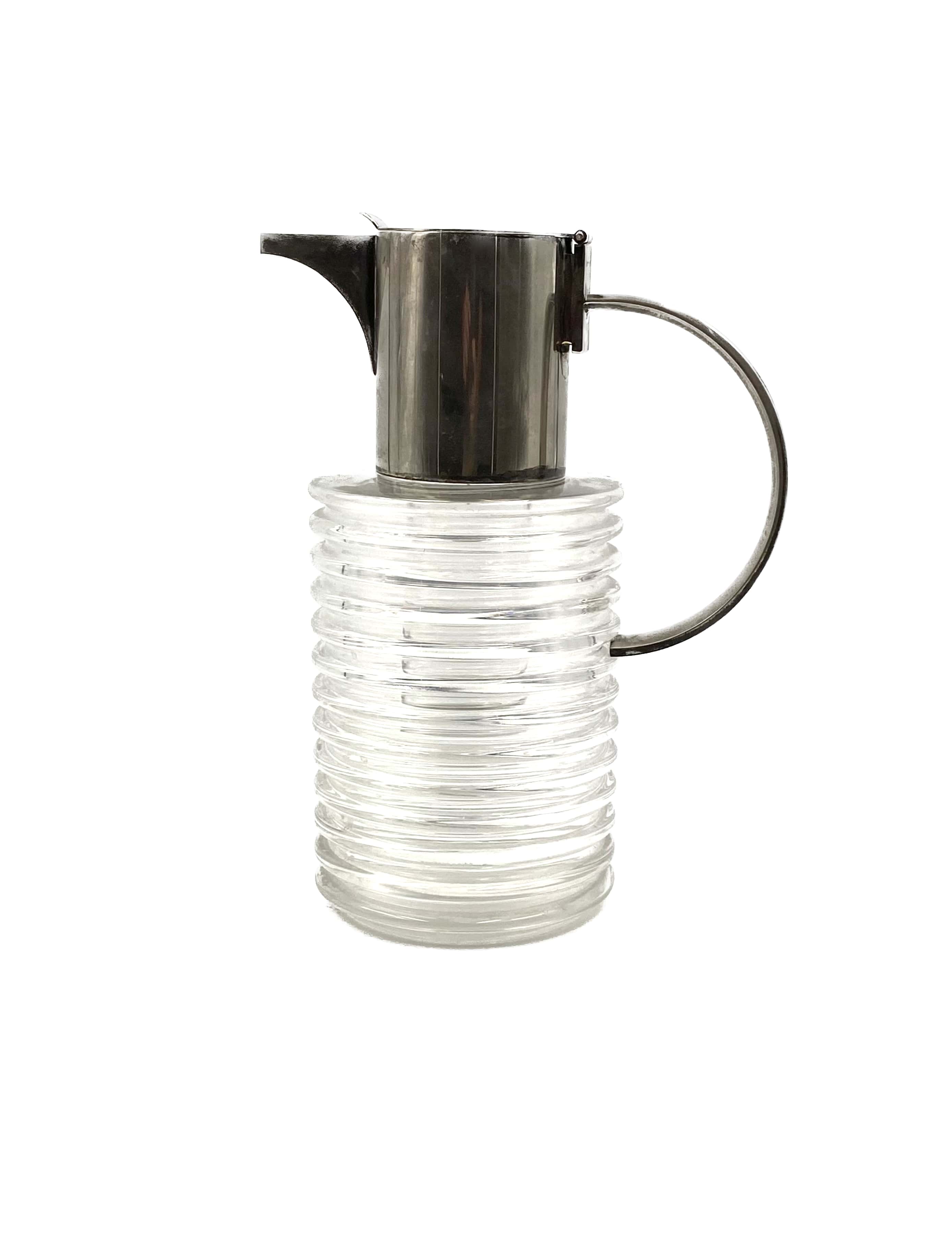 Sergio Asti silverplated and glass jug  Arnolfo di Cambio 1968