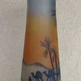 Large Muller vase "in the desert" rare piece signed 40 x 15 cm art deco - collectors