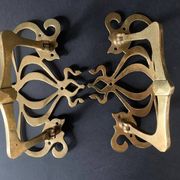 Large Art Nouveau gate handles in gilded brass/Arabesque handles