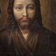 Antique French painting on panel, Christ and the Madonna from 18th century