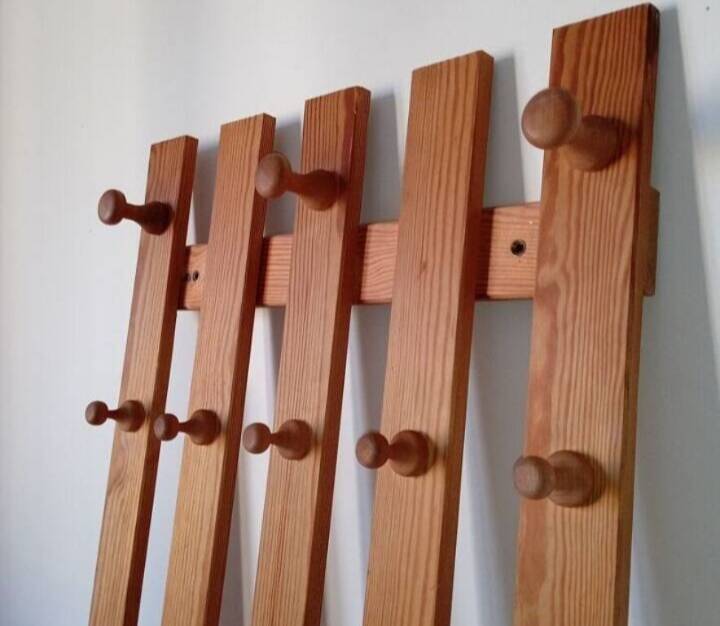 Vintage pine coat rack