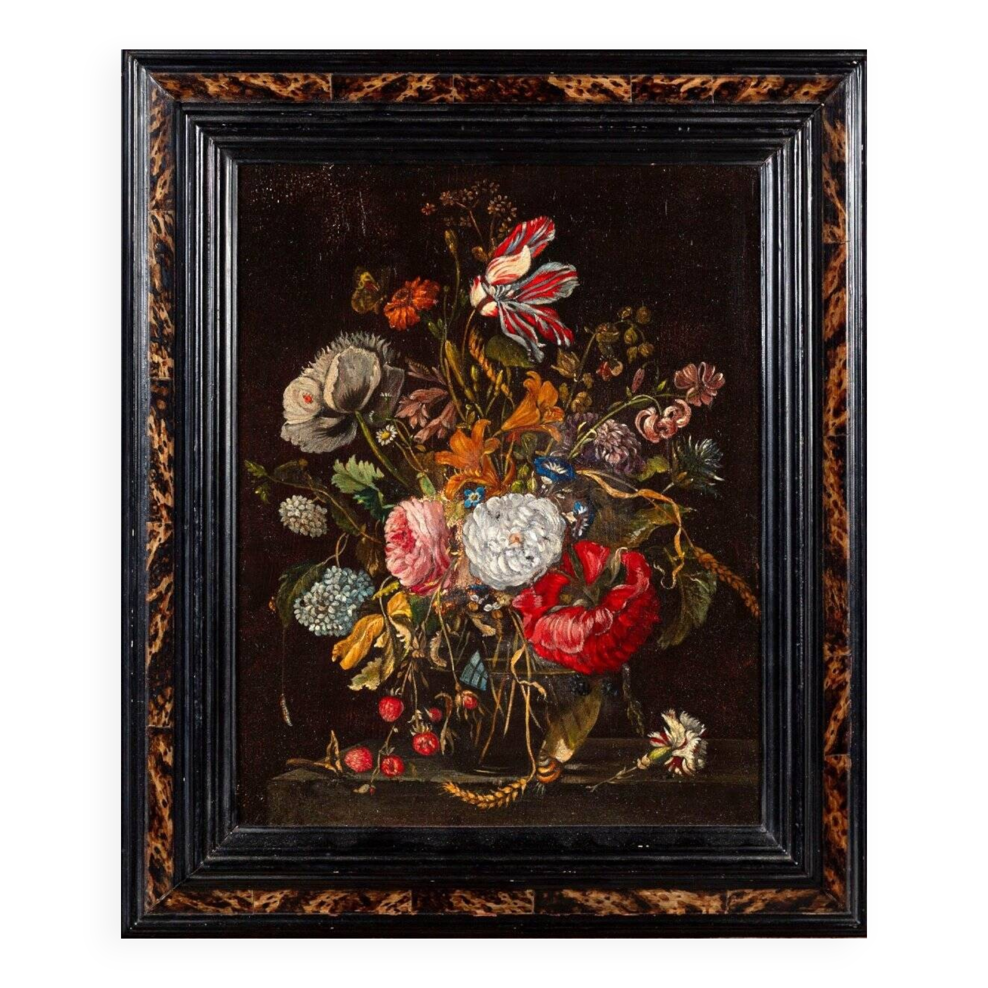 Oil painting on canvas Flemish School 17th century Still life with a bouquet of flowers