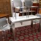 Design dining room set in brushed steel – Table and four chairs