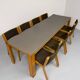 Large modernist plywood table, Memphis style, 1980s