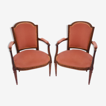 Pair of Louis XVI-style convertible armchairs