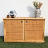 Low buffet / sideboard Dal Vera bamboo rattan vintage 1970s