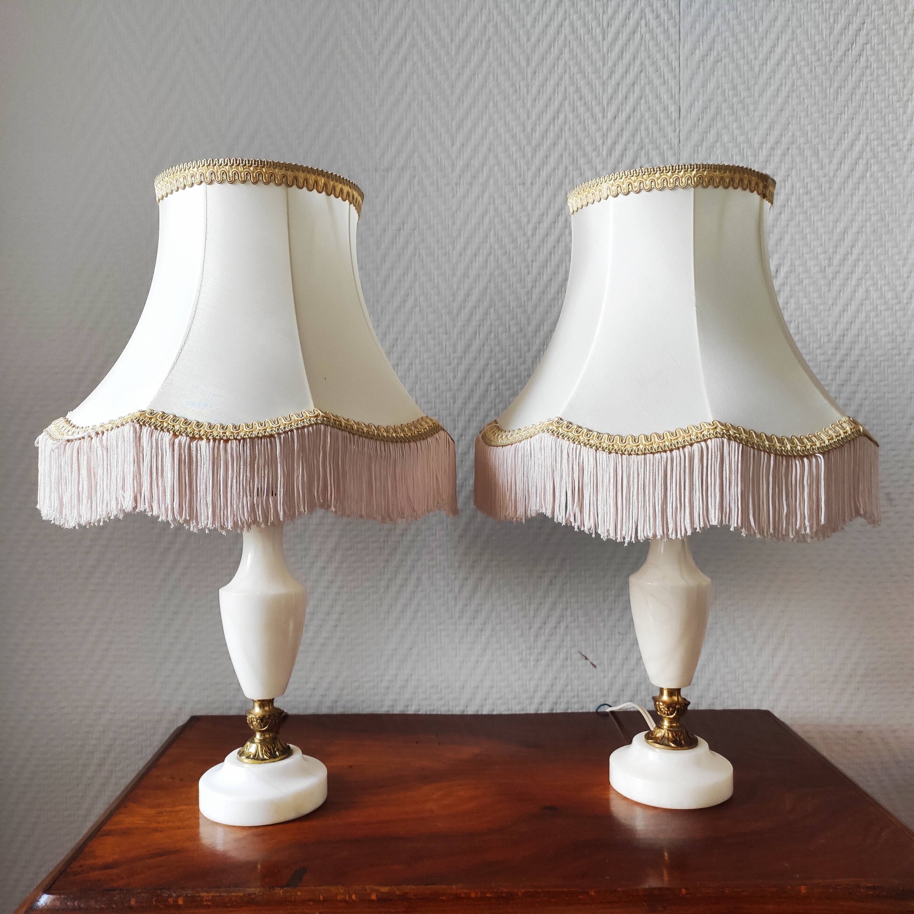 Pair of vintage alabaster lamps