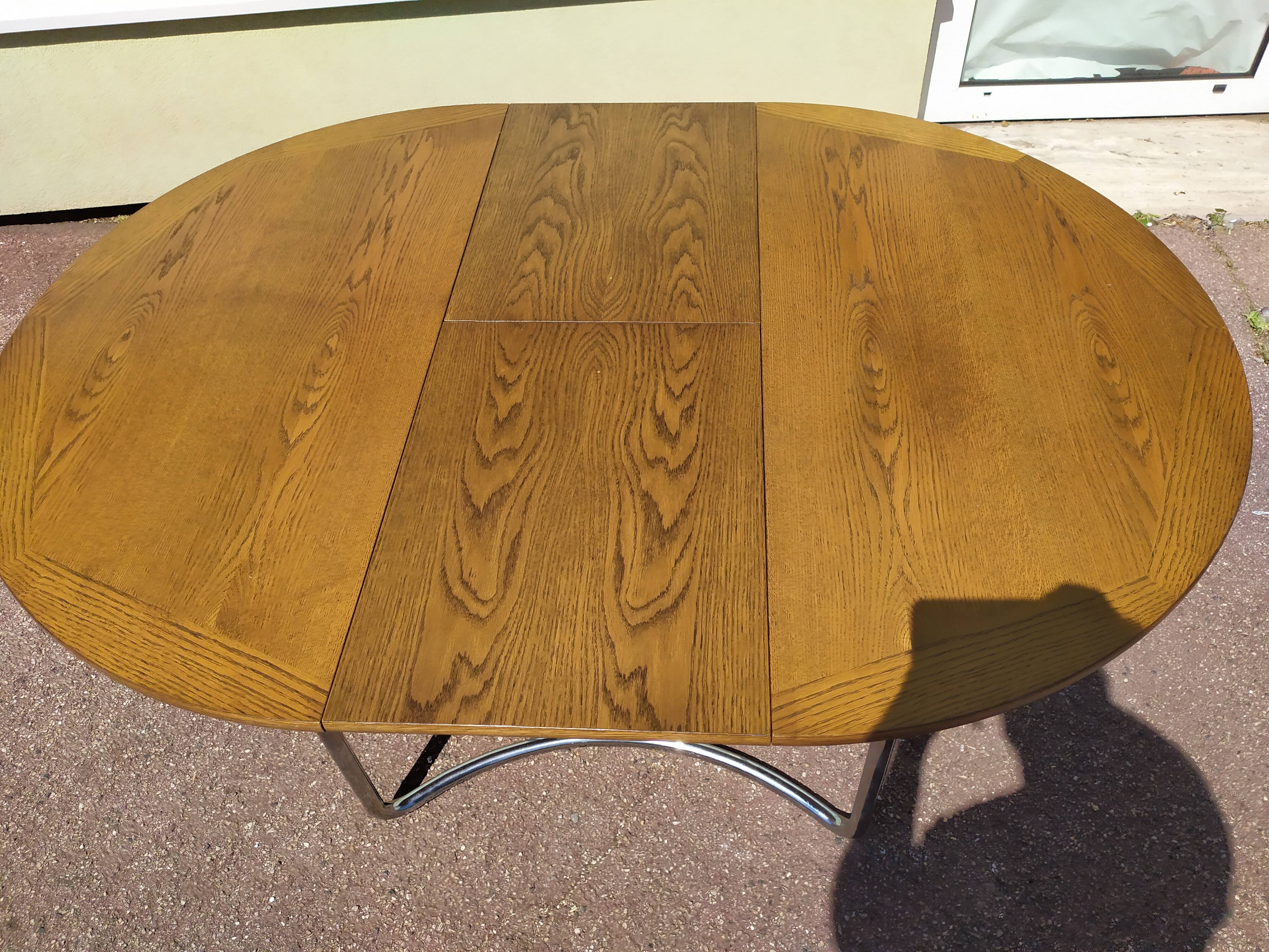 Table à manger en bois et acier chromé - Allemagne - Theobald Mobel - design