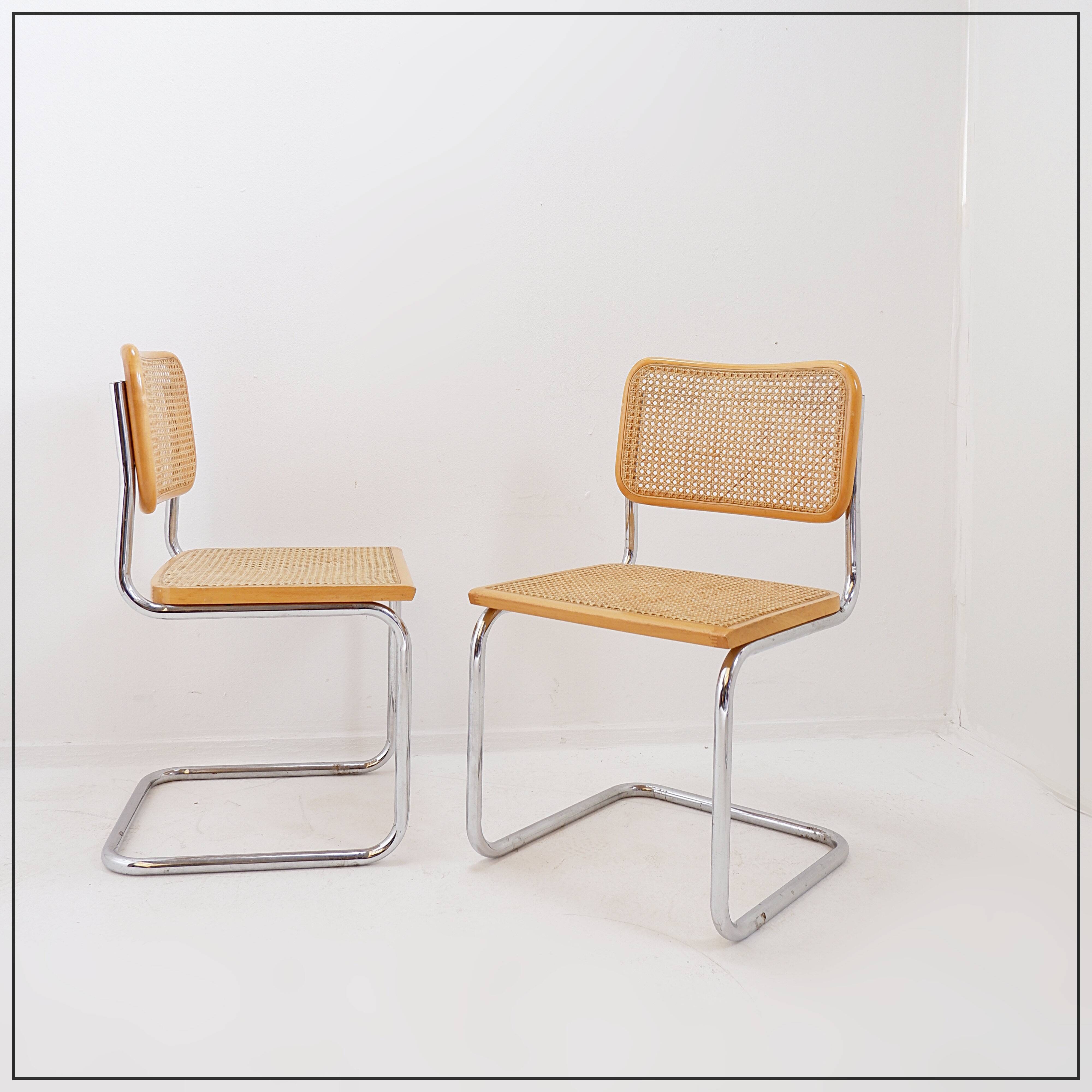 Pair of vintage Cesca chairs in light wood - Italy 1990s