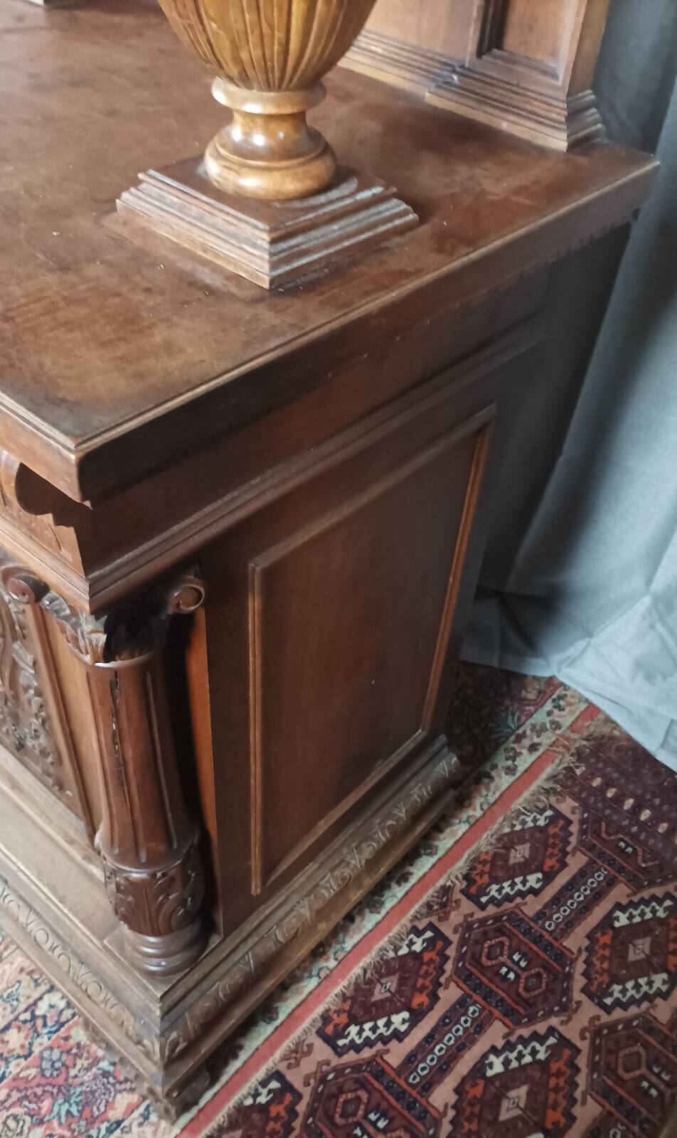 19th-century walnut buffet with two bodies.