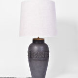 Black ceramic vegetable pattern lamp, 1930s.