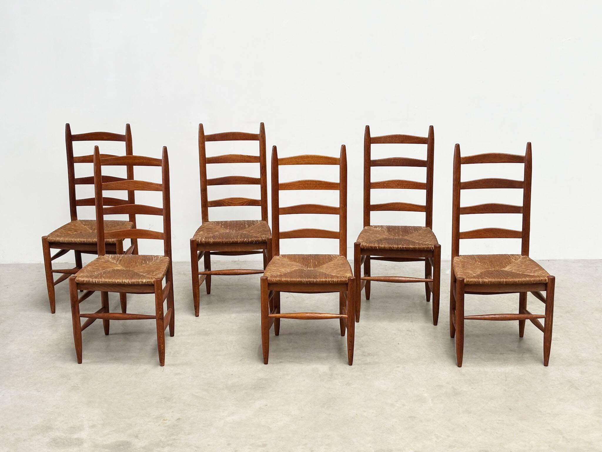 Set of six French dining chairs