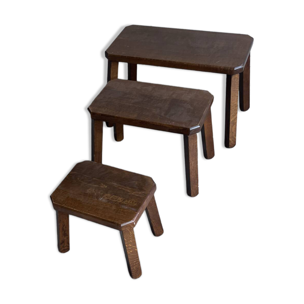 Ensemble de 3 tables gigognes en chêne