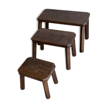 Ensemble de 3 tables gigognes en chêne