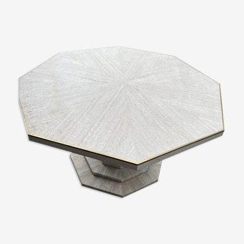 Travertine and brass table